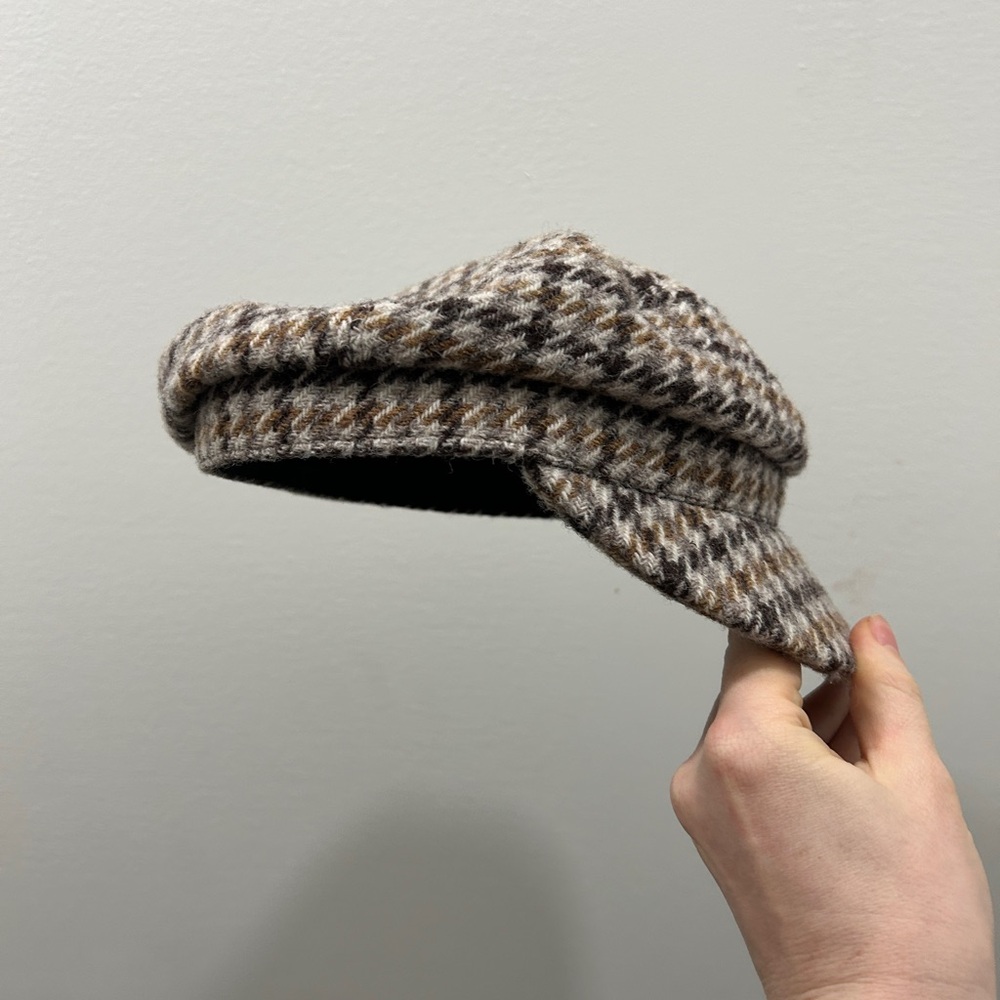 Isabel Marant Evie 100% wool newsboy cap checkered tweed hat size 57 cm - Picture 2 of 6